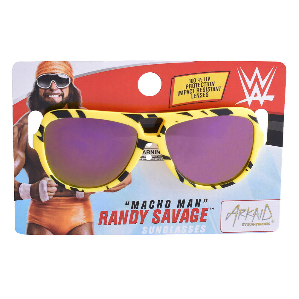 WWE Macho Man Randy Savage Yellow Stripe Kid Shades Child Size Arkaid Sunglasses - Fresh Stock Dated February 2026