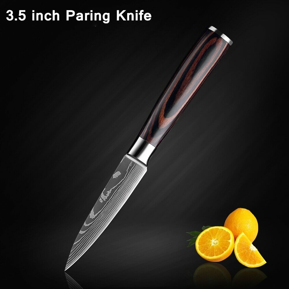 5 Piece Kitchen Knives Set Japanese Damascus Pattern Stainless Steel Chef Knife - Fresh Stock Dated December 2025