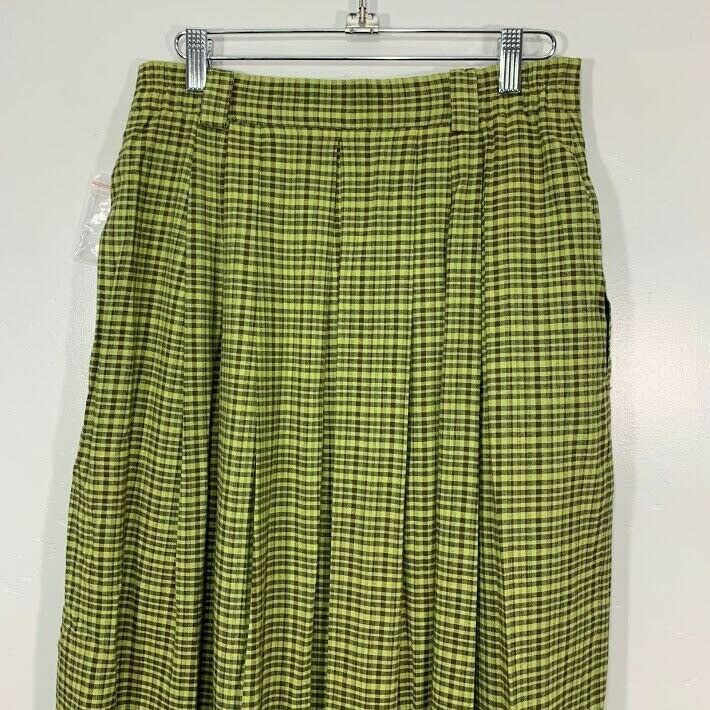 NWOT Vintage 90's Green Brown Plaid Silver Button Front High Waisted Maxi Skirt - Fresh Stock Dated December 2025