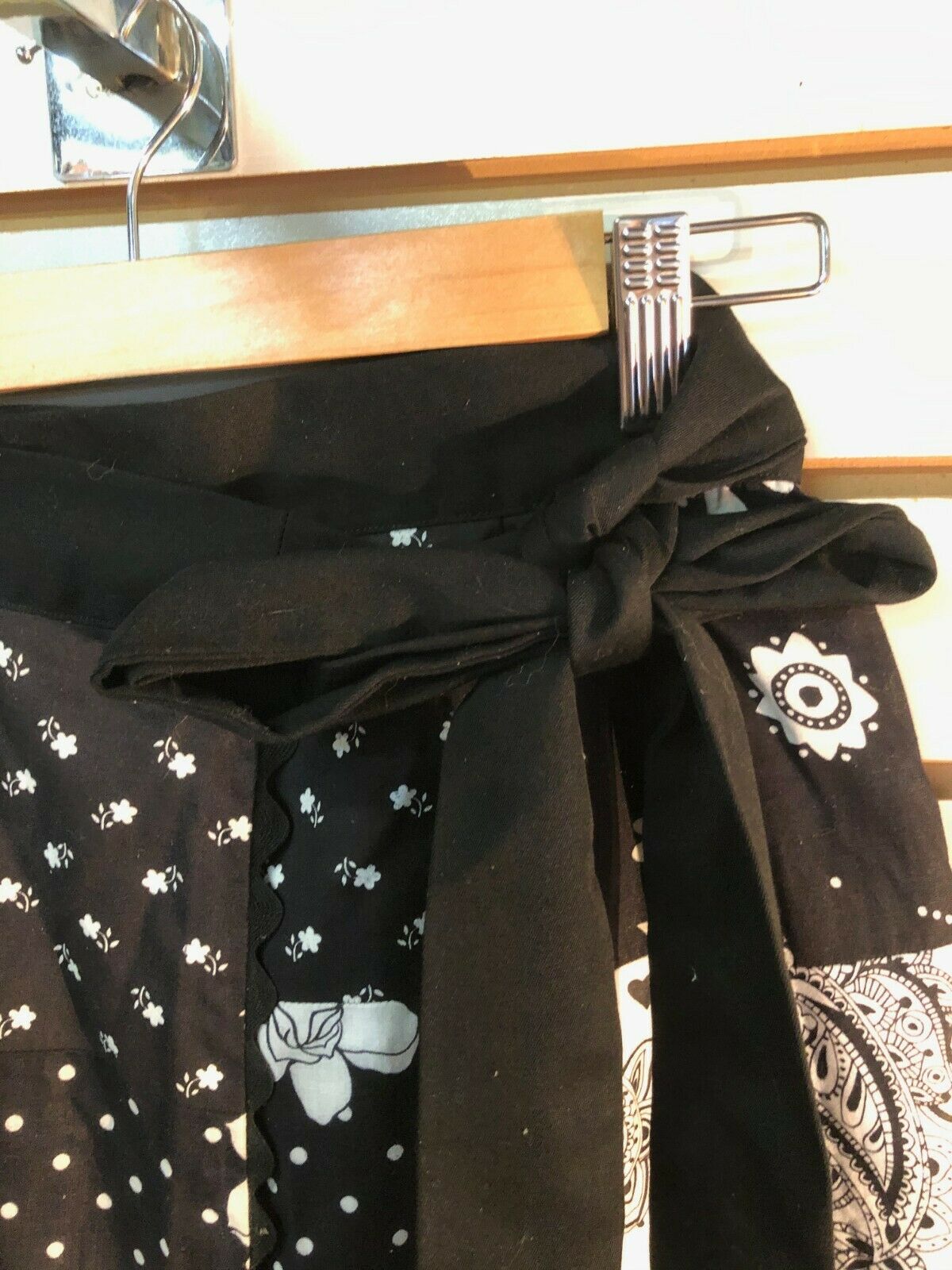 Vintage Women's Handmade Black/White Patchwork Cotton Lined Wrap Skirt - Fresh Stock Dated February 2026