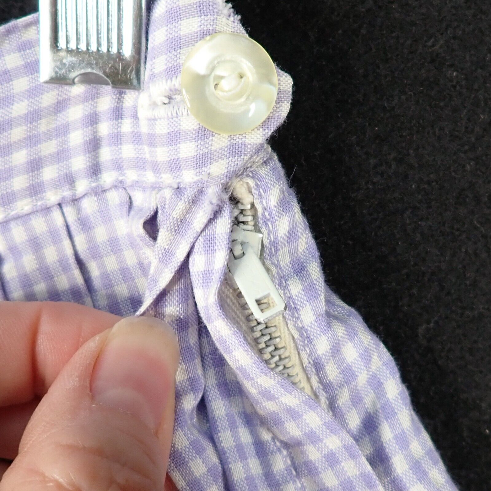 Vintage 50s Purple Gingham Cotton Full Skirt 24