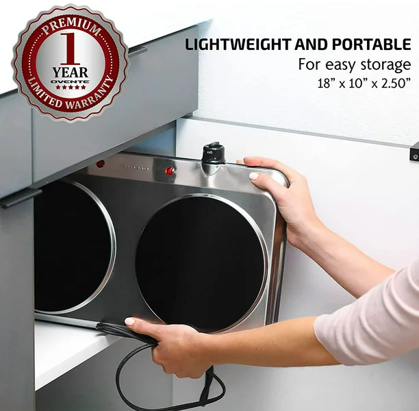 Double Cooking Burner Electric Glass Infrared Countertop 7.5 Inch - Fresh Stock Dated February 2026