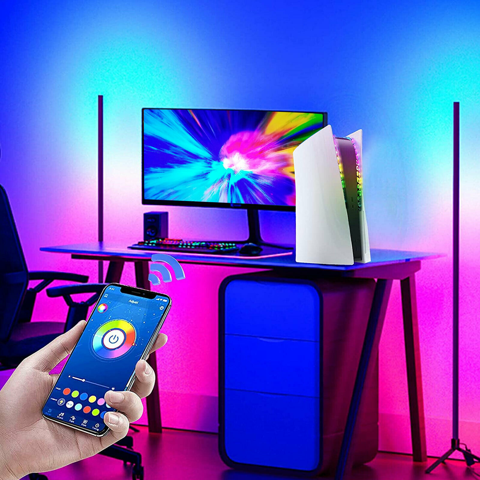 LED Light Strip 5050 RGB Lights Sync Music 8 Colors 400 Effects for PS5 Console - Fresh Stock Dated February 2026