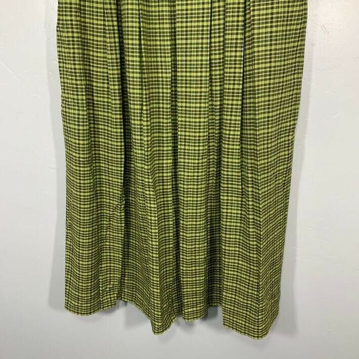 NWOT Vintage 90's Green Brown Plaid Silver Button Front High Waisted Maxi Skirt - Fresh Stock Dated December 2025