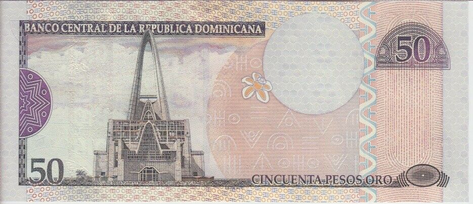 Dominican Republic banknote P170b 50 Pesos Oro 2002 pfx BJ very low serial # UNC - Fresh Stock Dated December 2025