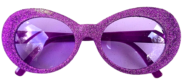 1 GLITTER SUNGLASSES Eye Oval Clout Funny Joke Gag Gift Adult Go Disco Diva Mod - Fresh Stock Dated February 2026