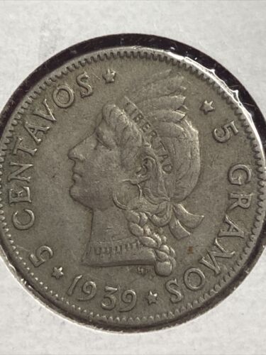 1939 Dominican Republic Five Centavos Coin - Fresh Stock Dated February 2026