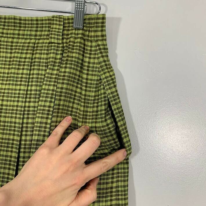 NWOT Vintage 90's Green Brown Plaid Silver Button Front High Waisted Maxi Skirt - Fresh Stock Dated December 2025