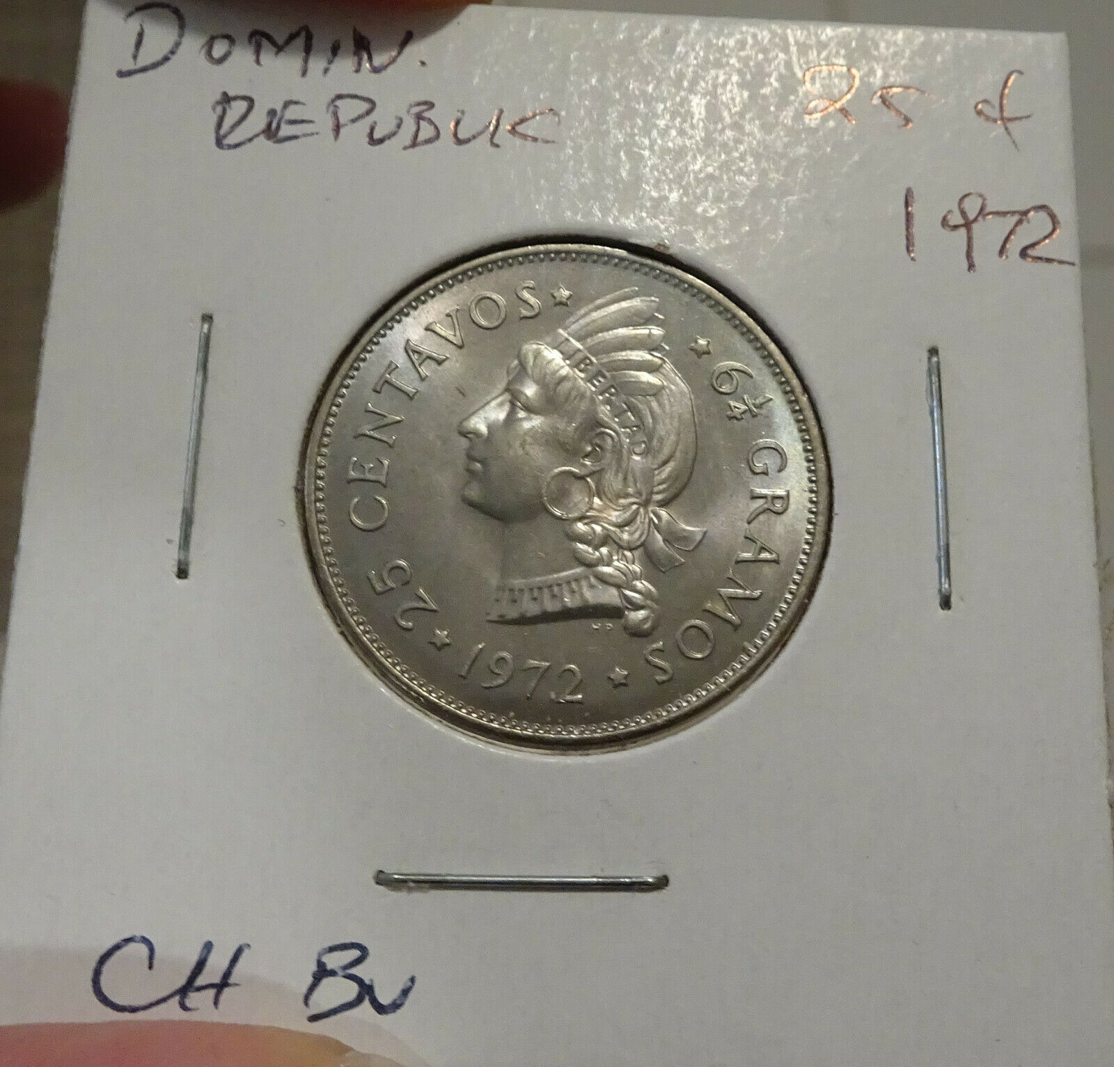 Dominican Republic 4-pc ChBU Lot: 1, 5, 25 Centavos 1972 & 10C 1967 (4 pc total) - Fresh Stock Dated December 2025