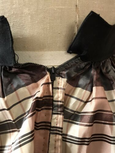 Vintage Gathered Black Pink Plaid Rayon Acetate Taffeta Skirt 24” W 29” L - Fresh Stock Dated February 2026