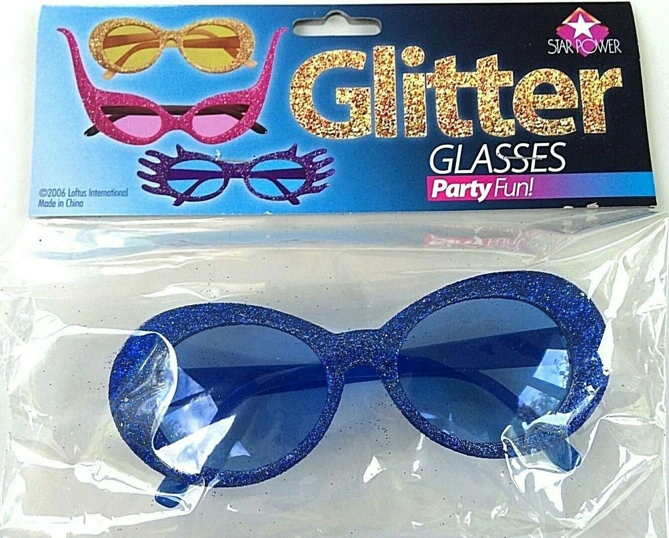 1 GLITTER SUNGLASSES Eye Oval Clout Funny Joke Gag Gift Adult Go Disco Diva Mod - Fresh Stock Dated February 2026