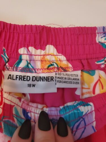 VINTAGE VTG ALFRED DUNNER MIDI SKIRT FLORAL PINK ELASTIC HIGH WAIST POLYESTER 18 - Fresh Stock Dated February 2026
