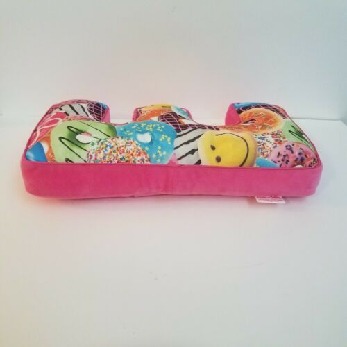IScream for Justice Letter E Happy Pillow Donuts Sprinkles Throw Pillow Hot Pink - Fresh Stock Dated December 2025