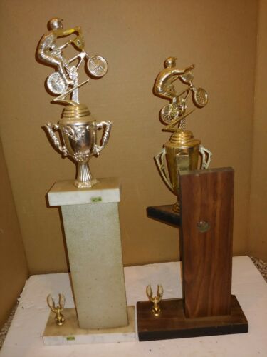 2 Vintage 1983 BMX Bicycle Bike Trophy,King Manor,King Of Prussia,Pennsylvania - Fresh Stock Dated December 2025
