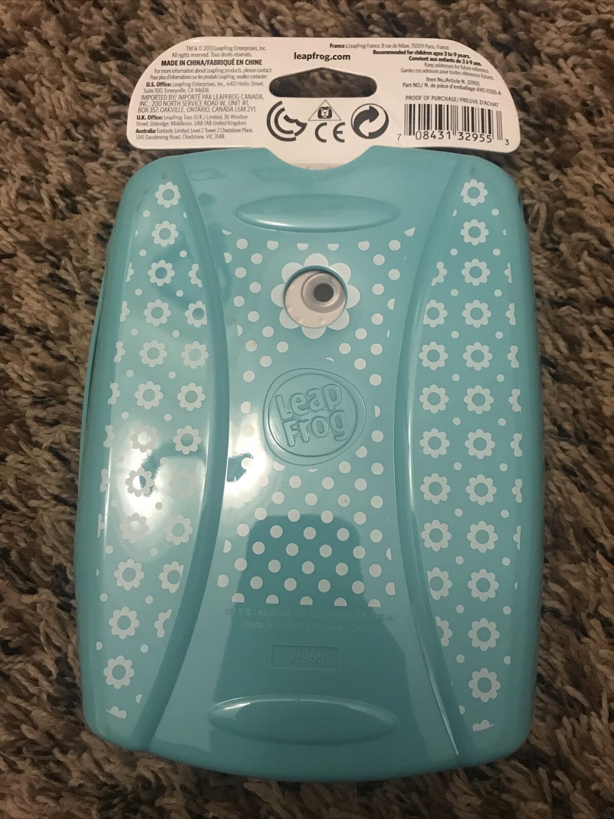 NeLeapFrog LeapPad2 Durable Gel Skin Protective Cover Aqua Flower 3-9 Years Case - Fresh Stock Dated February 2026