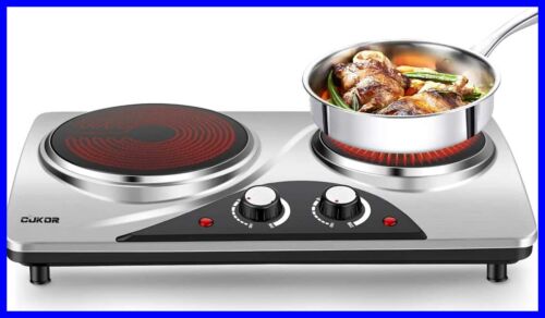 CUKOR Electric Hot Plate 1800W Portable Stove Infrared Double Burner Heat Up In - Fresh Stock Dated December 2025