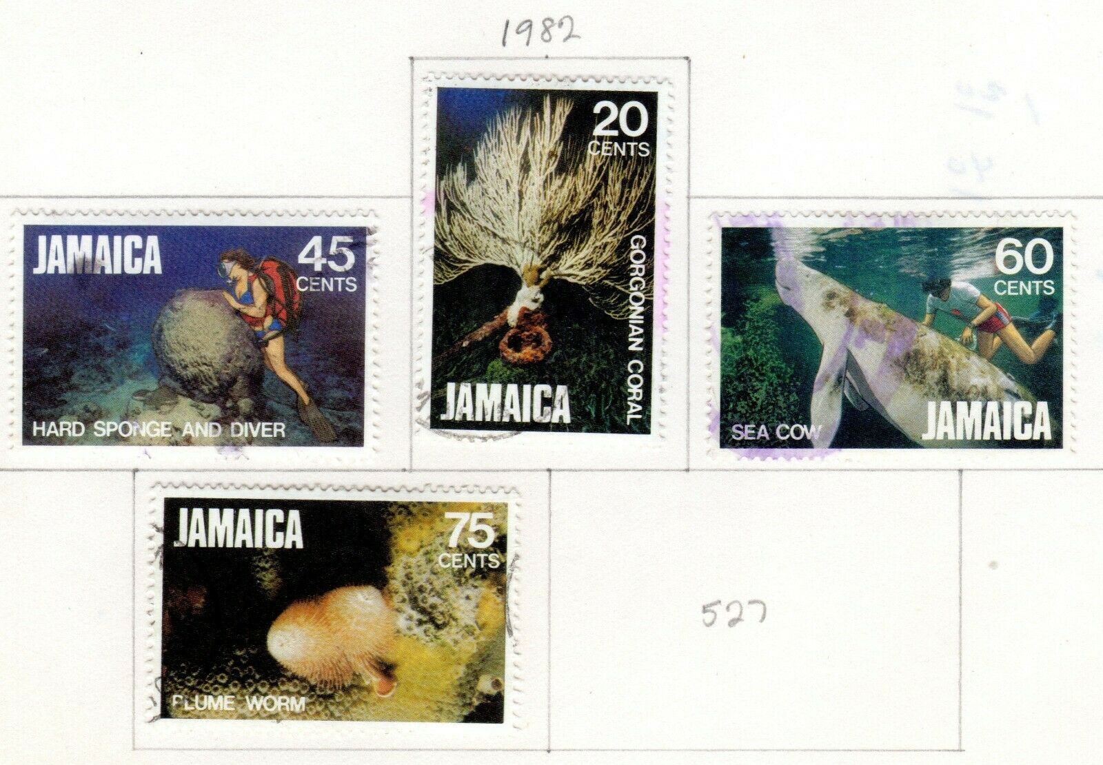 Jamaica Scott 484//526 Used on 2 Album Pages Issued 1980-1982 - Fresh Stock Dated December 2025