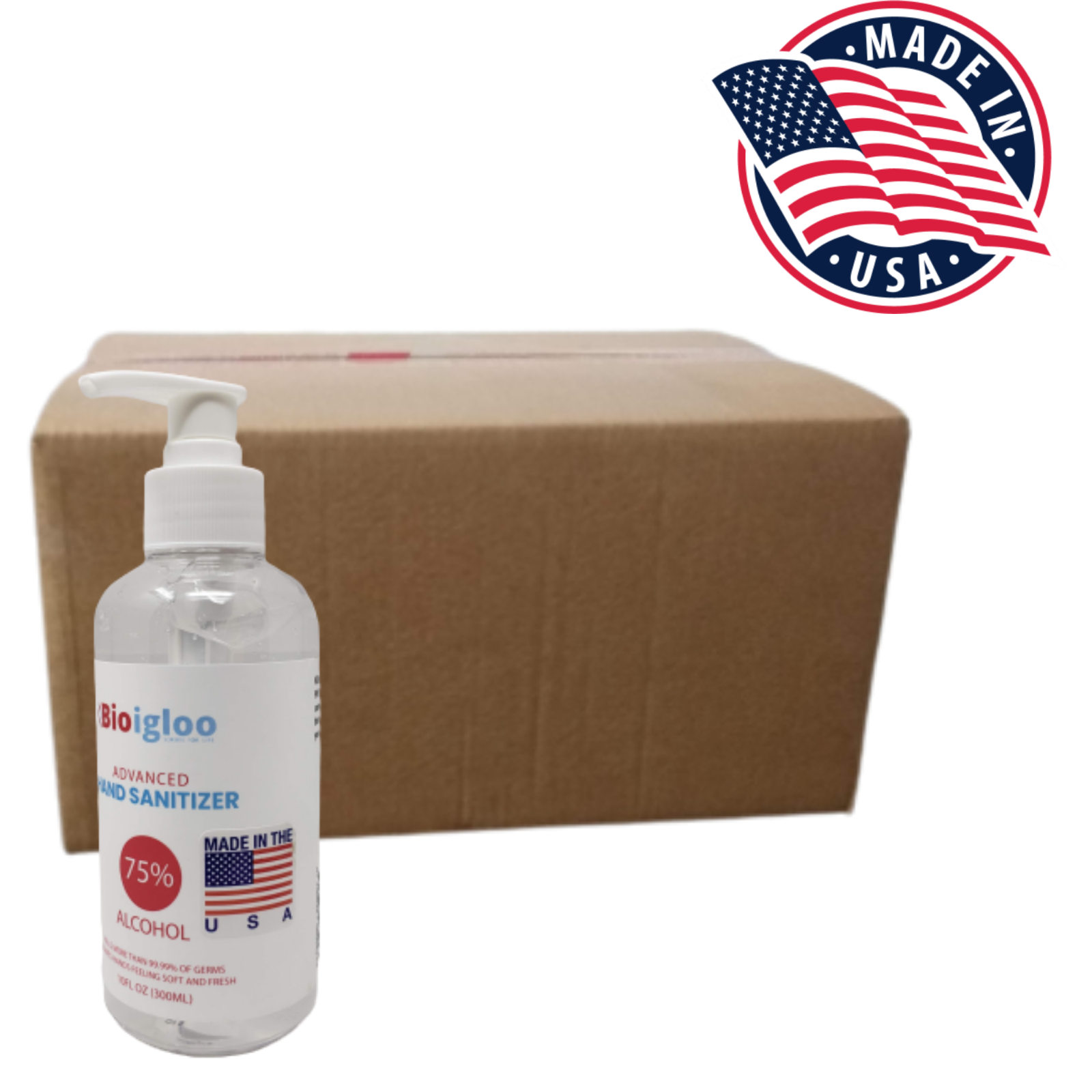 1-10 bottles/1 Case 75% Alcohol Liquid Hand Sanitizer 10 oz bottles Made in USA - Fresh Stock Dated February 2026