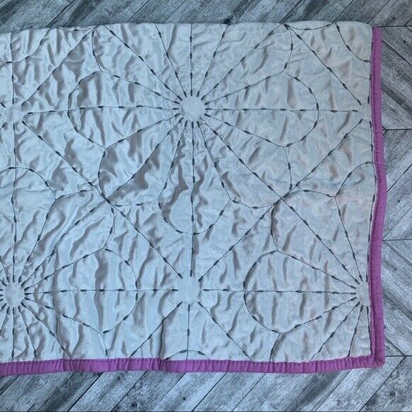 Pillowfort Purple Gray Floral Quilted Velvet Stitch Pillow Sham - Fresh Stock Dated December 2025