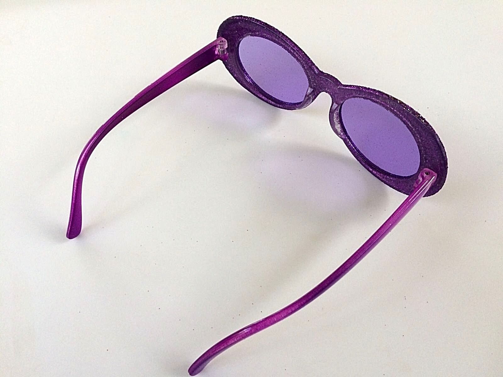 1 GLITTER SUNGLASSES Eye Oval Clout Funny Joke Gag Gift Adult Go Disco Diva Mod - Fresh Stock Dated February 2026