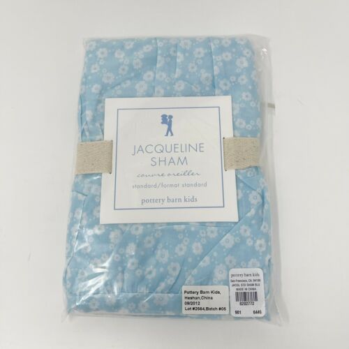 Pottery Barn Kids Jacqueline Ruched Pillow Sham Blue White Floral Standard - Fresh Stock Dated December 2025