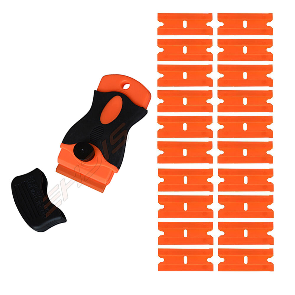 Car Offroad 100 Pcs Plastic Double Edged Razor Blades & 2 Pc Scraper Removal Kit - Fresh Stock Dated February 2026