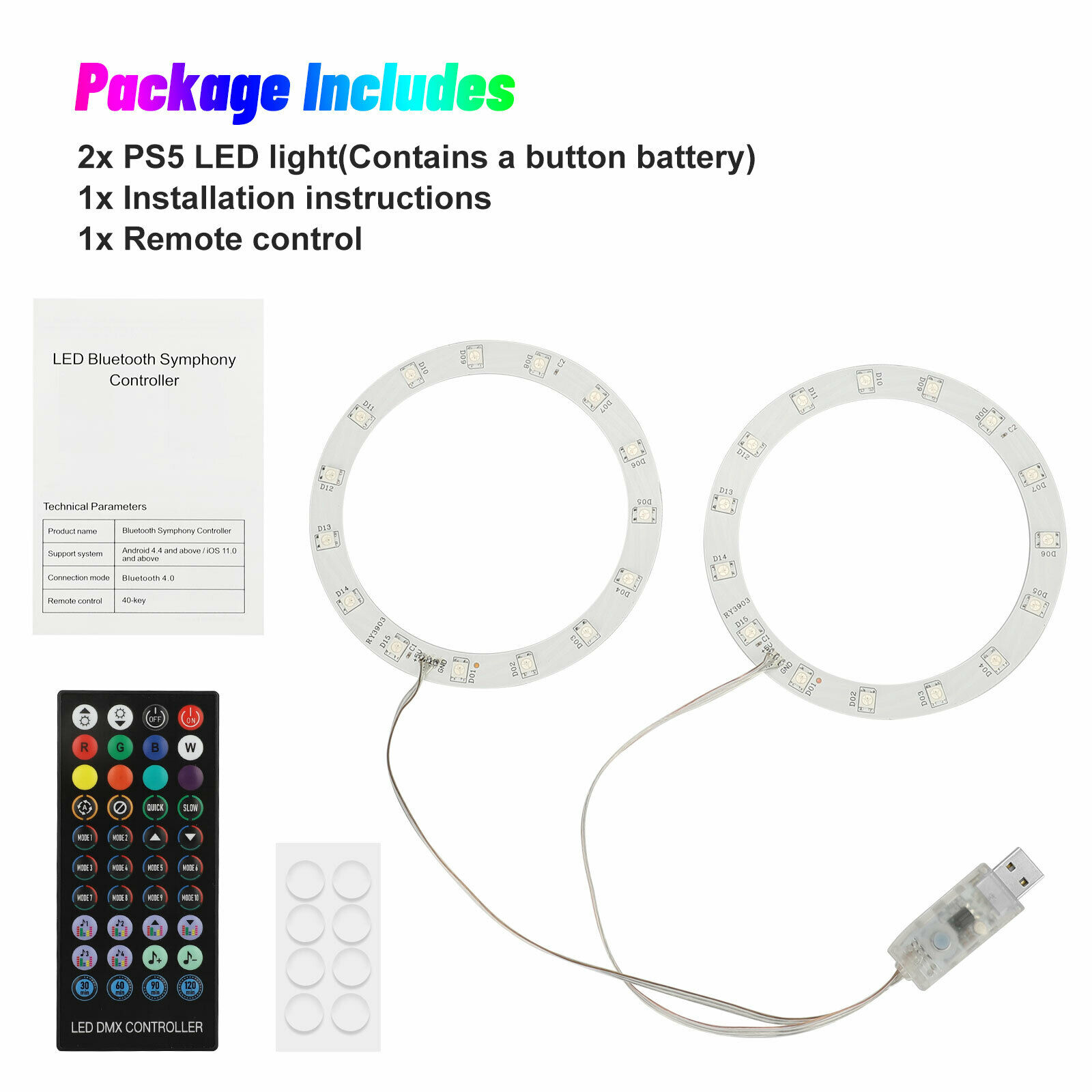 LED Light Strip 5050 RGB Lights Sync Music 8 Colors 400 Effects for PS5 Console - Fresh Stock Dated February 2026