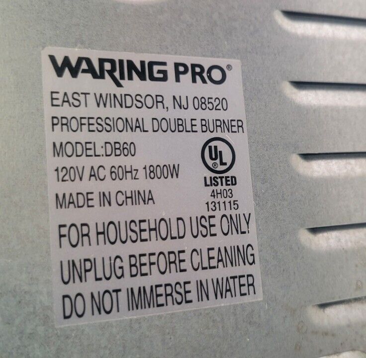 Waring DB60 Professional Double Burner Hot Plate Cast Iron 1800W - Fresh Stock Dated February 2026