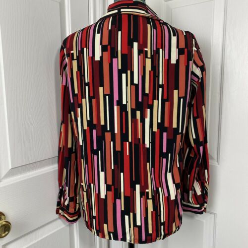 Vintage 90s Jordan Women's Blouse Top Abstract Long Sleeve Size Small - Fresh Stock Dated February 2026