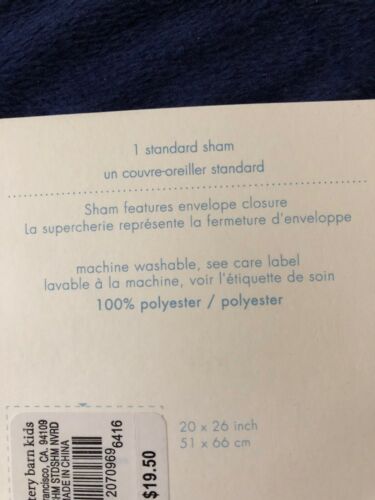 Pottery Barn Kids Rugby Chamois Pillow Sham - Standard Size NEW Red Blue - Fresh Stock Dated December 2025