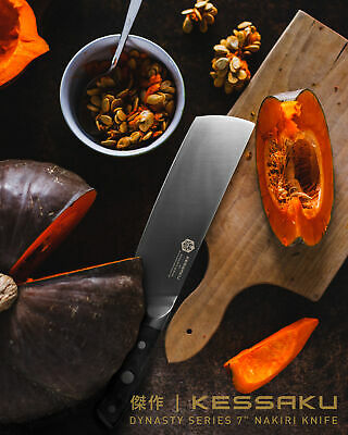 Kessaku Nakiri Cleaver Knife Dynasty Series German HC Steel G10 Handle, 7-Inch - Fresh Stock Dated December 2025