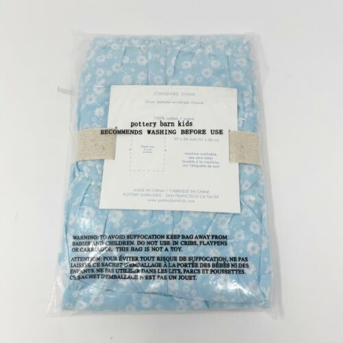 Pottery Barn Kids Jacqueline Ruched Pillow Sham Blue White Floral Standard - Fresh Stock Dated December 2025