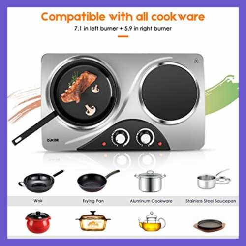 CUKOR Electric Hot Plate 1800W Portable Stove Infrared Double Burner Heat Up In - Fresh Stock Dated December 2025