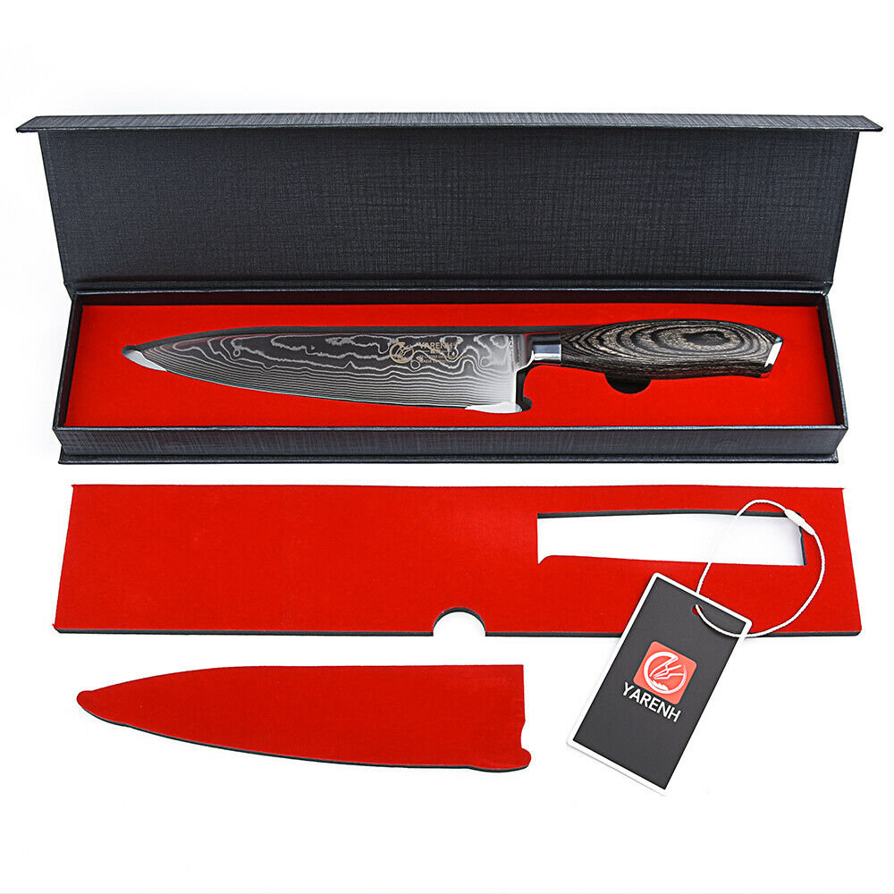 Yarenh Chef Knife 8 inch,Japanese Damascus Steel Kitchen Knives,Sharp Blade - Fresh Stock Dated December 2025