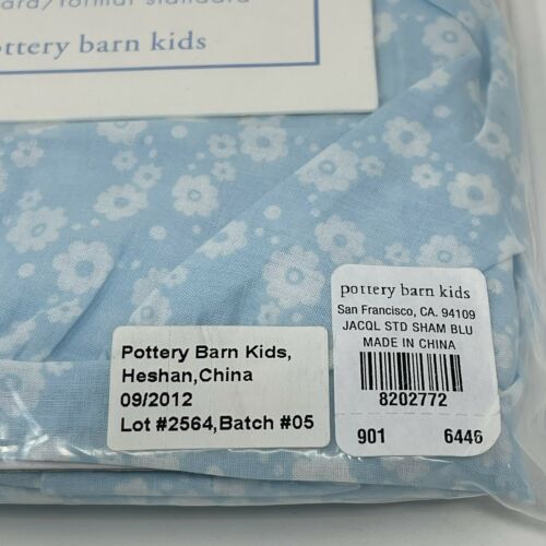 Pottery Barn Kids Jacqueline Ruched Pillow Sham Blue White Floral Standard - Fresh Stock Dated December 2025