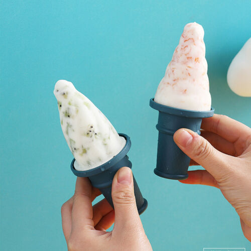 4Pcs Set Ice-cream Cone Mold Food Grade PP Popsicle Molds Frozen Mould Ice Tray - Fresh Stock Dated February 2026