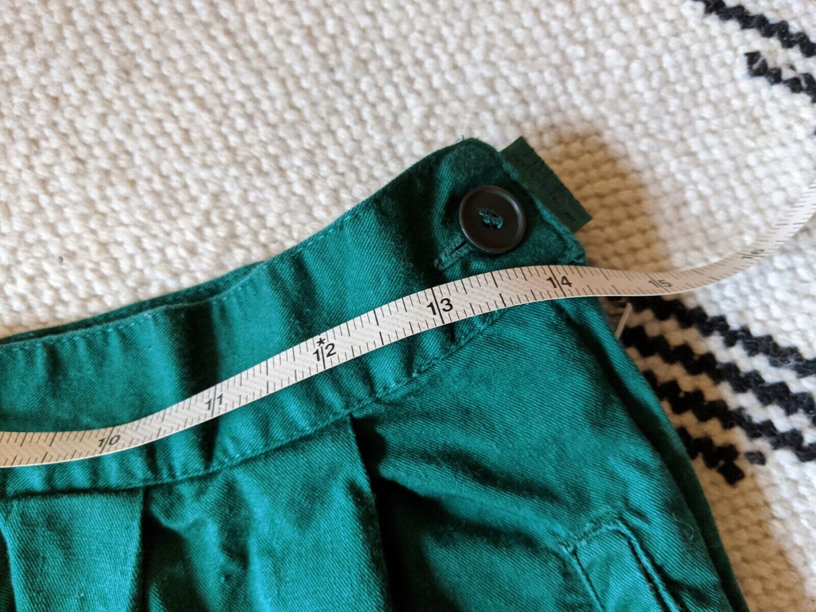 Vintage 80s ESPRIT Cotton Skirt 11/12 Midi Forest Green Flare Pleated Pockets - Fresh Stock Dated March 2026
