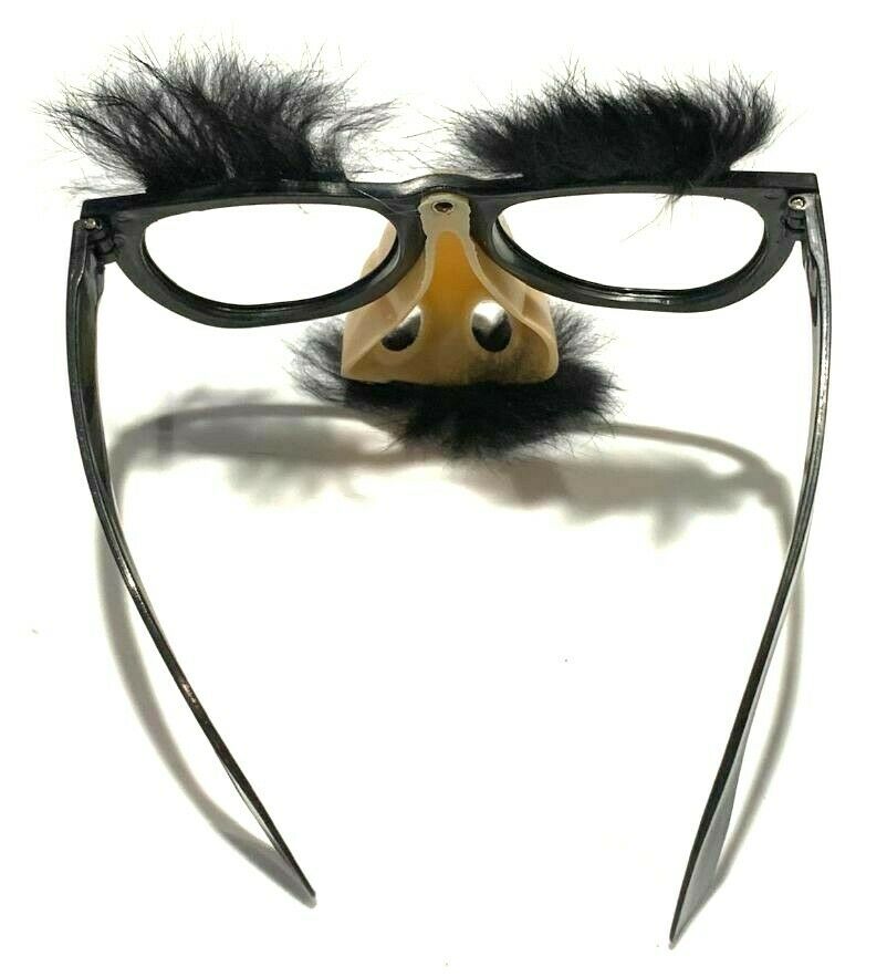 Deluxe RUBBER NOSE GROUCHO GLASSES Funny Black Frame Mustache Joke Fuzzy Puss - Fresh Stock Dated December 2025