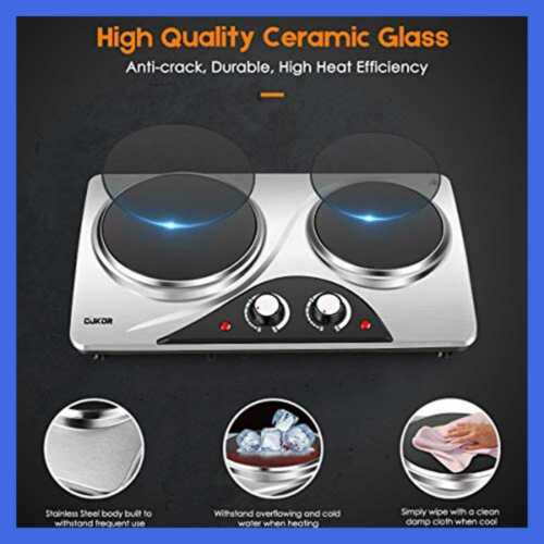 CUKOR Electric Hot Plate 1800W Portable Stove Infrared Double Burner Heat Up In - Fresh Stock Dated December 2025
