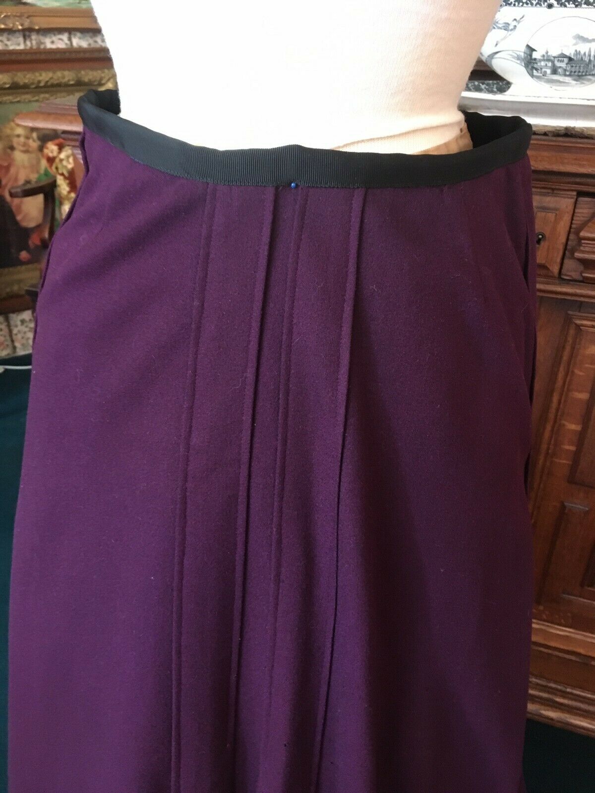 #21-029, Purple Edwardian Pleated Wool Skirt Early 1900 - Fresh Stock Dated February 2026