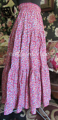 Fun Red Floral Vtg Laura Ashley Tiered Prairie Skirt, Cotton, Elastic Waist - Fresh Stock Dated February 2026