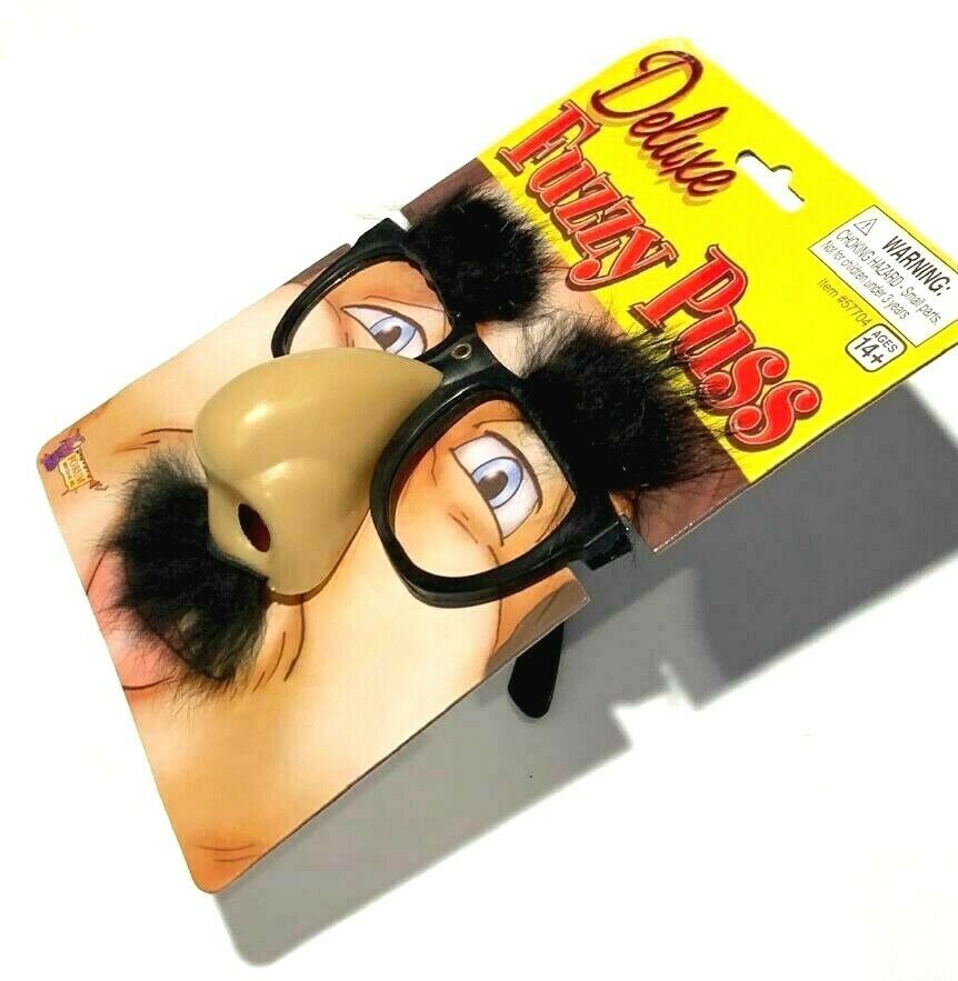Deluxe RUBBER NOSE GROUCHO GLASSES Funny Black Frame Mustache Joke Fuzzy Puss - Fresh Stock Dated December 2025