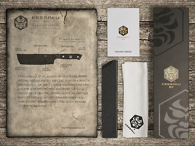 Kessaku Nakiri Cleaver Knife Dynasty Series German HC Steel G10 Handle, 7-Inch - Fresh Stock Dated December 2025