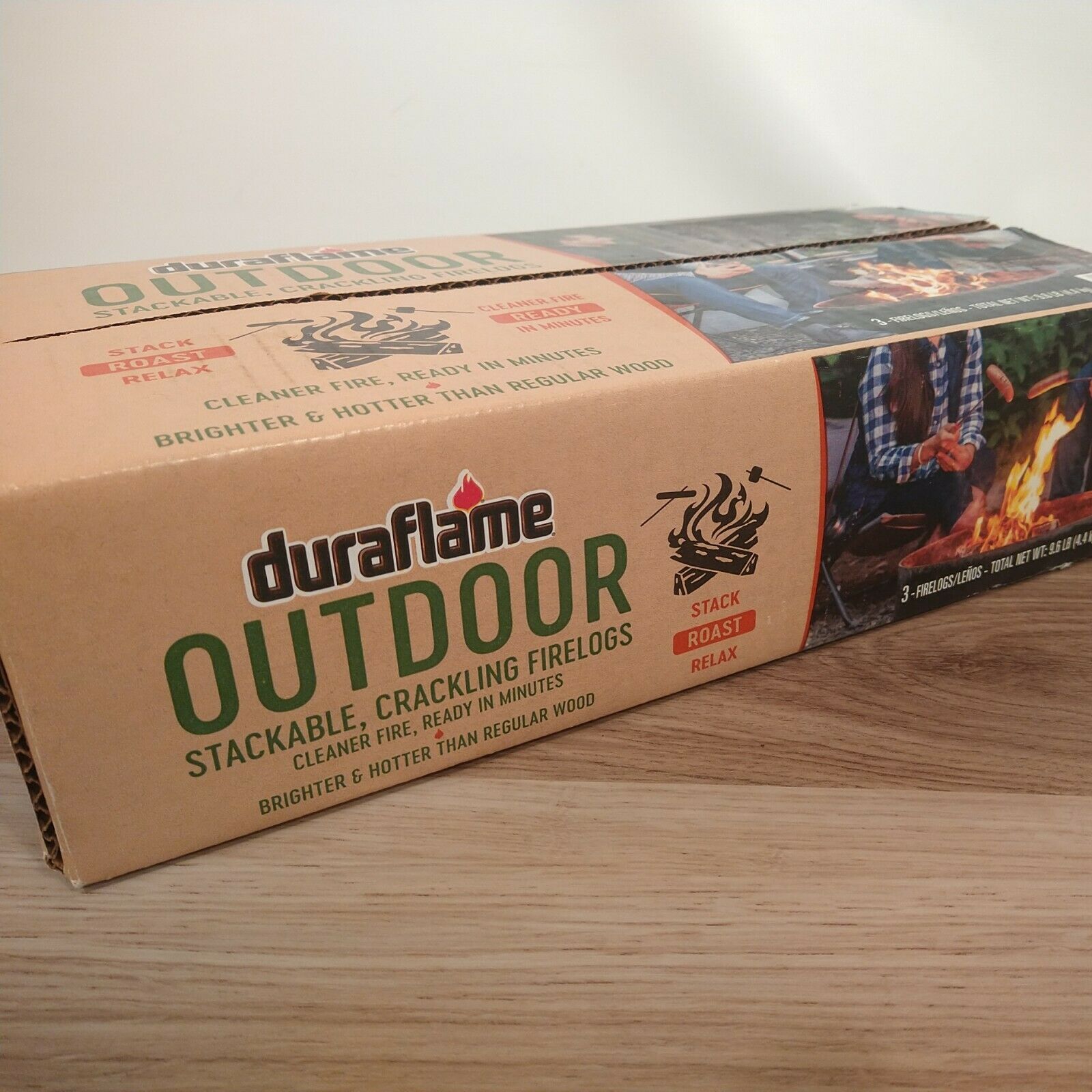 Outdoor Stackable Crackling Firelogs DuraFlame New Unopened 3 Pack of Logs - Fresh Stock Dated December 2025