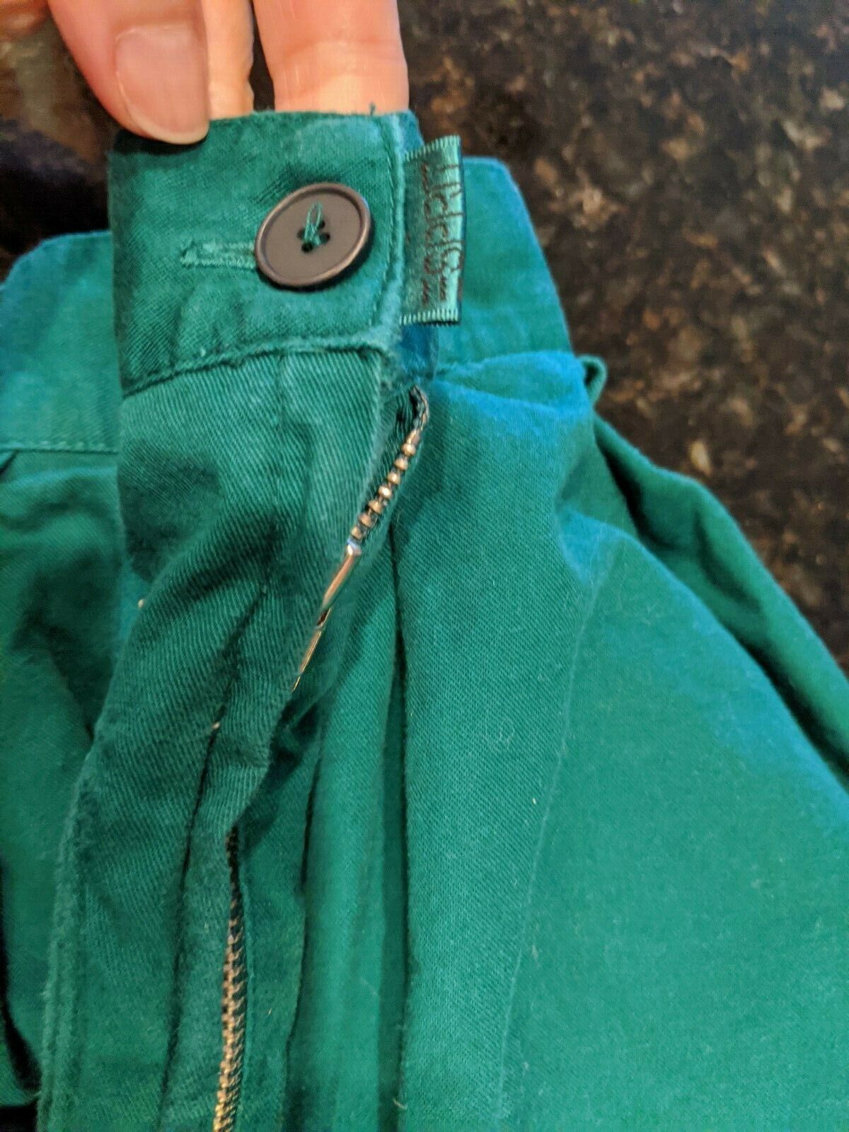 Vintage 80s ESPRIT Cotton Skirt 11/12 Midi Forest Green Flare Pleated Pockets - Fresh Stock Dated March 2026