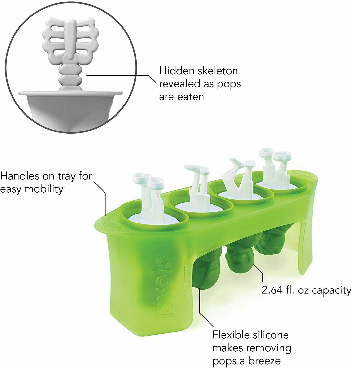 Tovolo Ice Pop Molds, Set of 4 - Zombie - Fresh Stock Dated December 2025