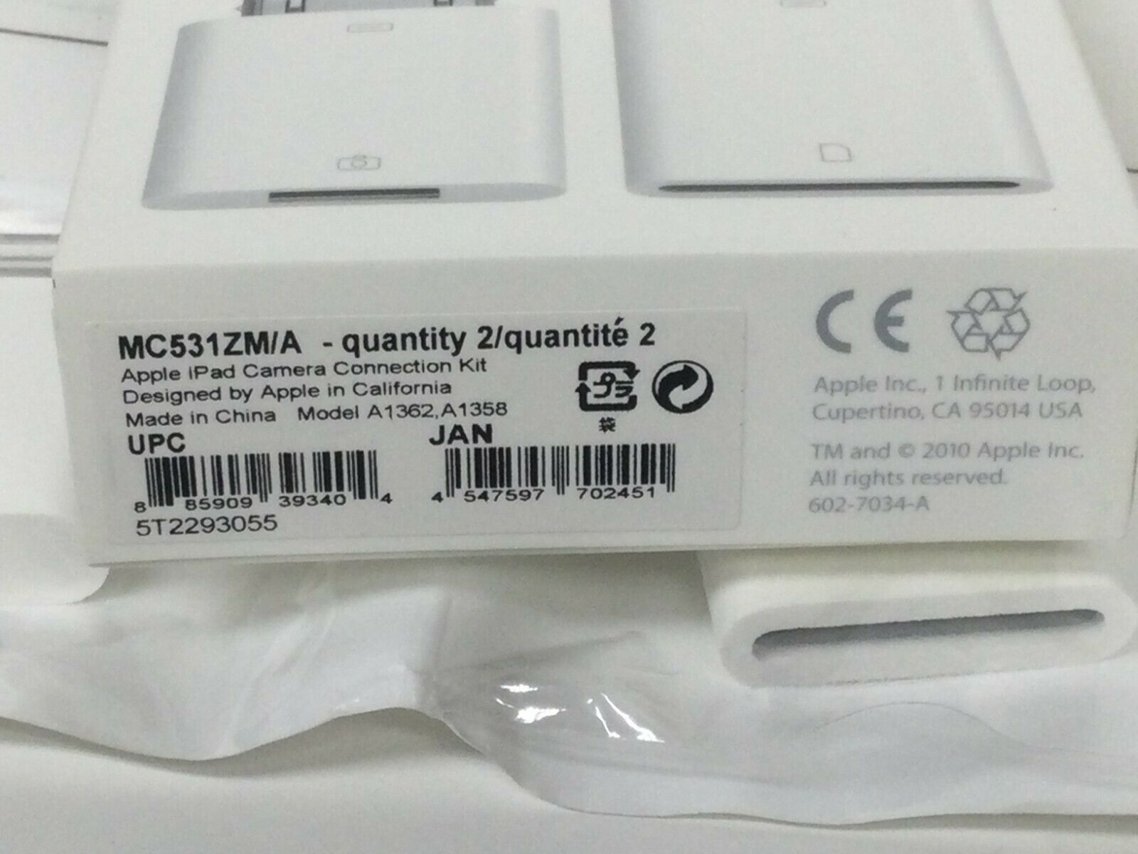 Genuine Apple iPad Camera Connection Kit Model A1362 & A1358 New Openbox iPad 3 - Fresh Stock Dated February 2026