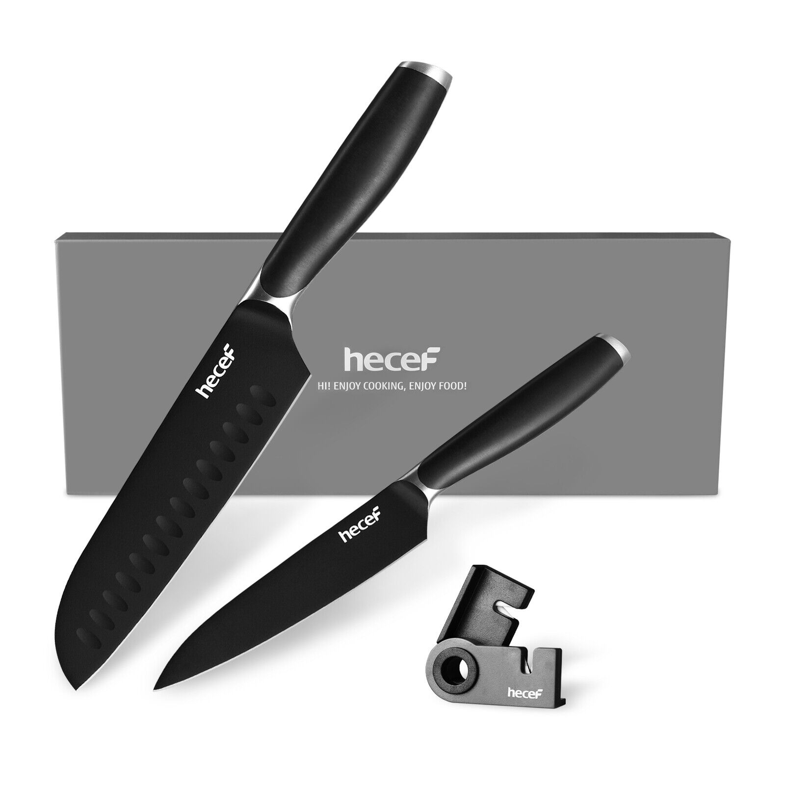 2Pcs Japanese Santoku Knife 7 inch Stainless Steel Forged Kitchen Chef Cutlery - Fresh Stock Dated February 2026