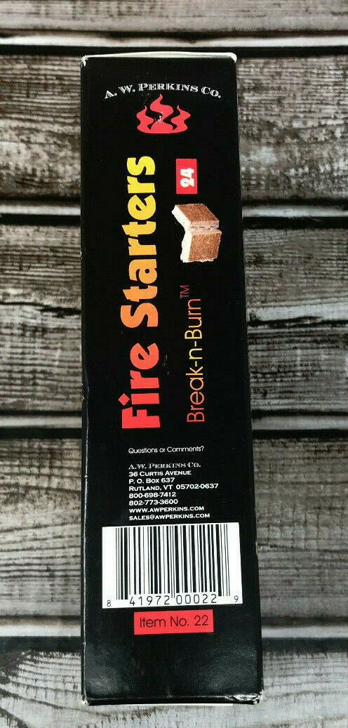 AW Perkins Break-n-Burn Fire Starter Squares - 24 Squares Per Box New Ships Free - Fresh Stock Dated December 2025