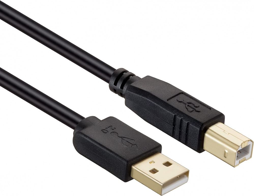 Printer Cable 20 ft, NC XQIN USB 2.0 Cord Type Black 20 feet - Fresh Stock Dated February 2026